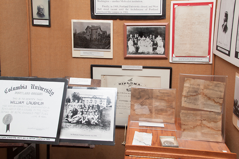 Memorabilia from Portland University, the Methodist owned University which was on the Bluff from 1890-1900