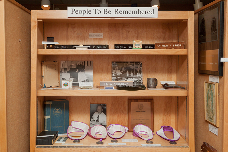 Memorabilia associated with priests, faculty, and staff who served at University of Portland.