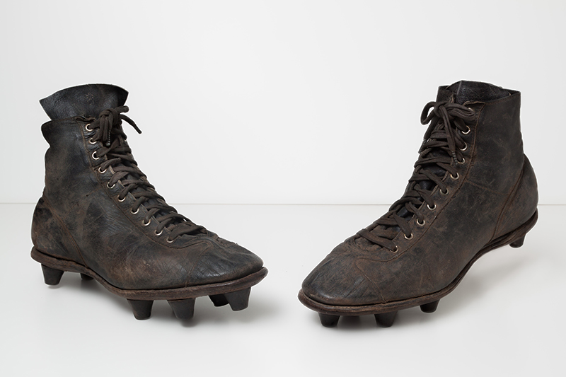 Football shoes worn by Richard Deck,’40 in the late 1930s.