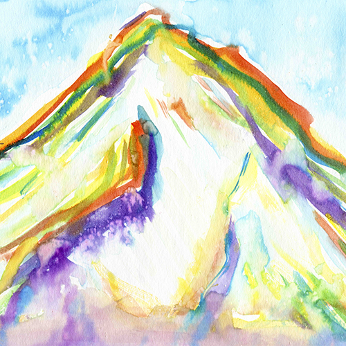 Watercolor painting of Mt. Hood by Amanda Cardwell-Aiken